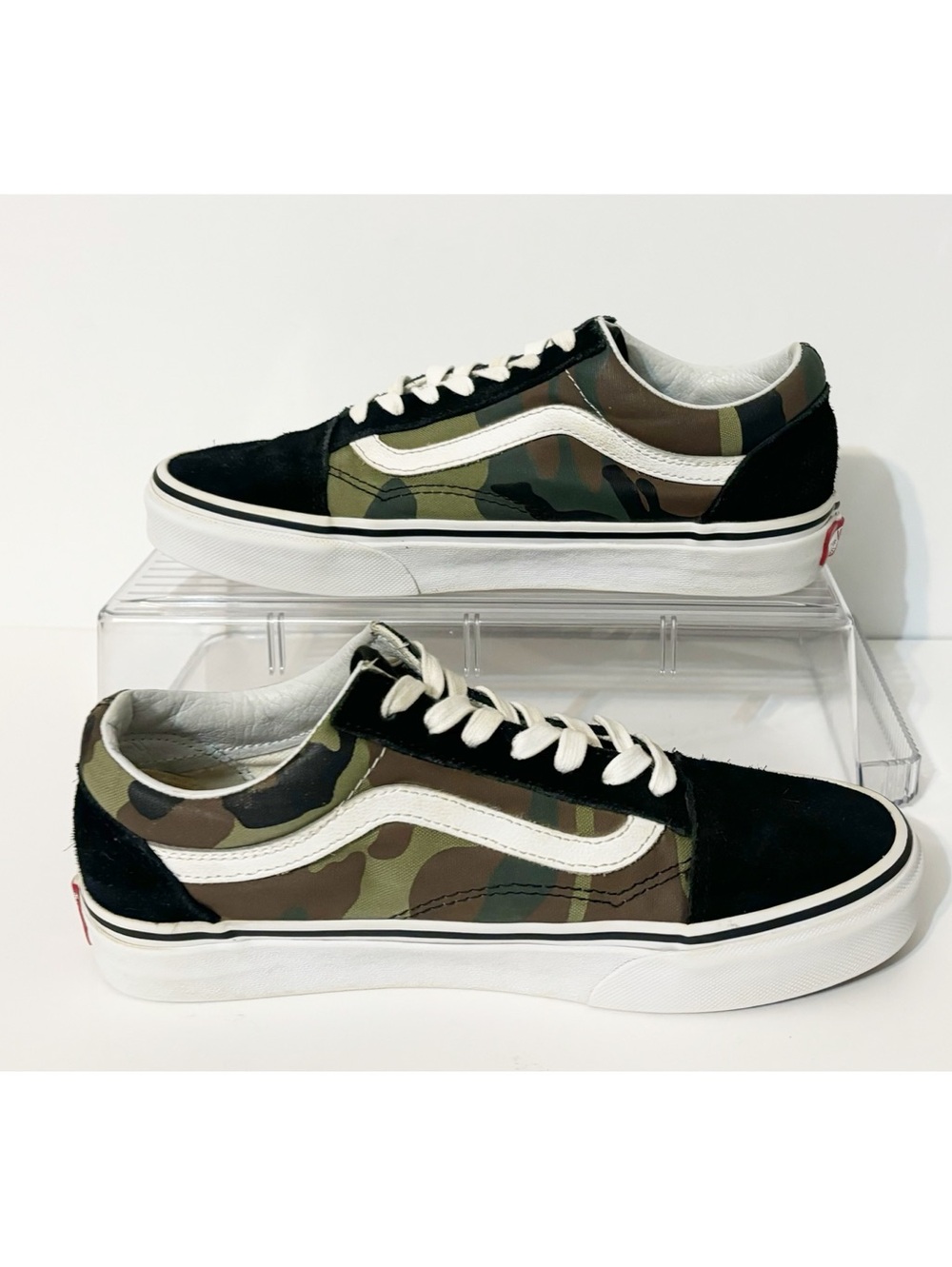 Vans Old Skool Woodland Camo & Black Sneakers, Womens Sz  7, Mens Sz 5.5 Unisex - Picture 3 of 8